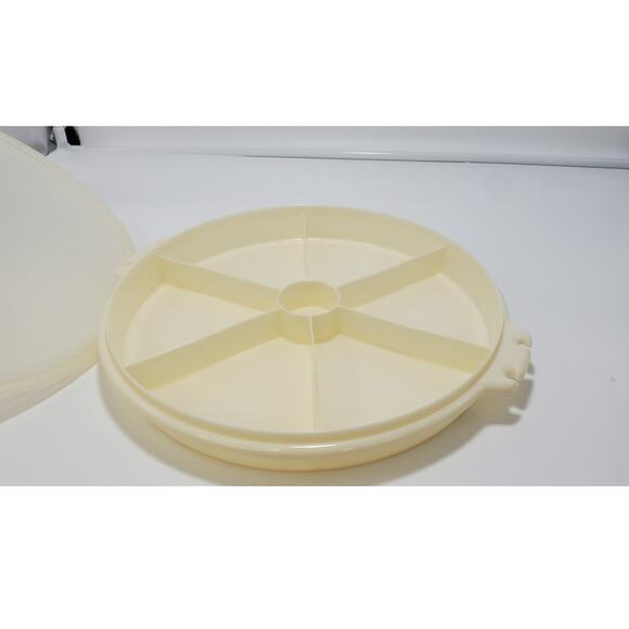 Tupperware #405-9 Sheer Divided Party Tray & #224-11 Clear Seal Lid ~ 12 Inch - Picture 1 of 5
